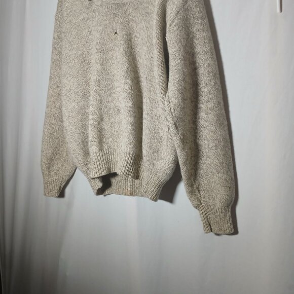 L.L. Bean Men's Wool Sweater Size Large Button Detail Beige Heather - Picture 9 of 12